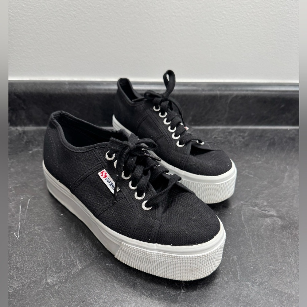 Superga Classic Black Platform Sneakers